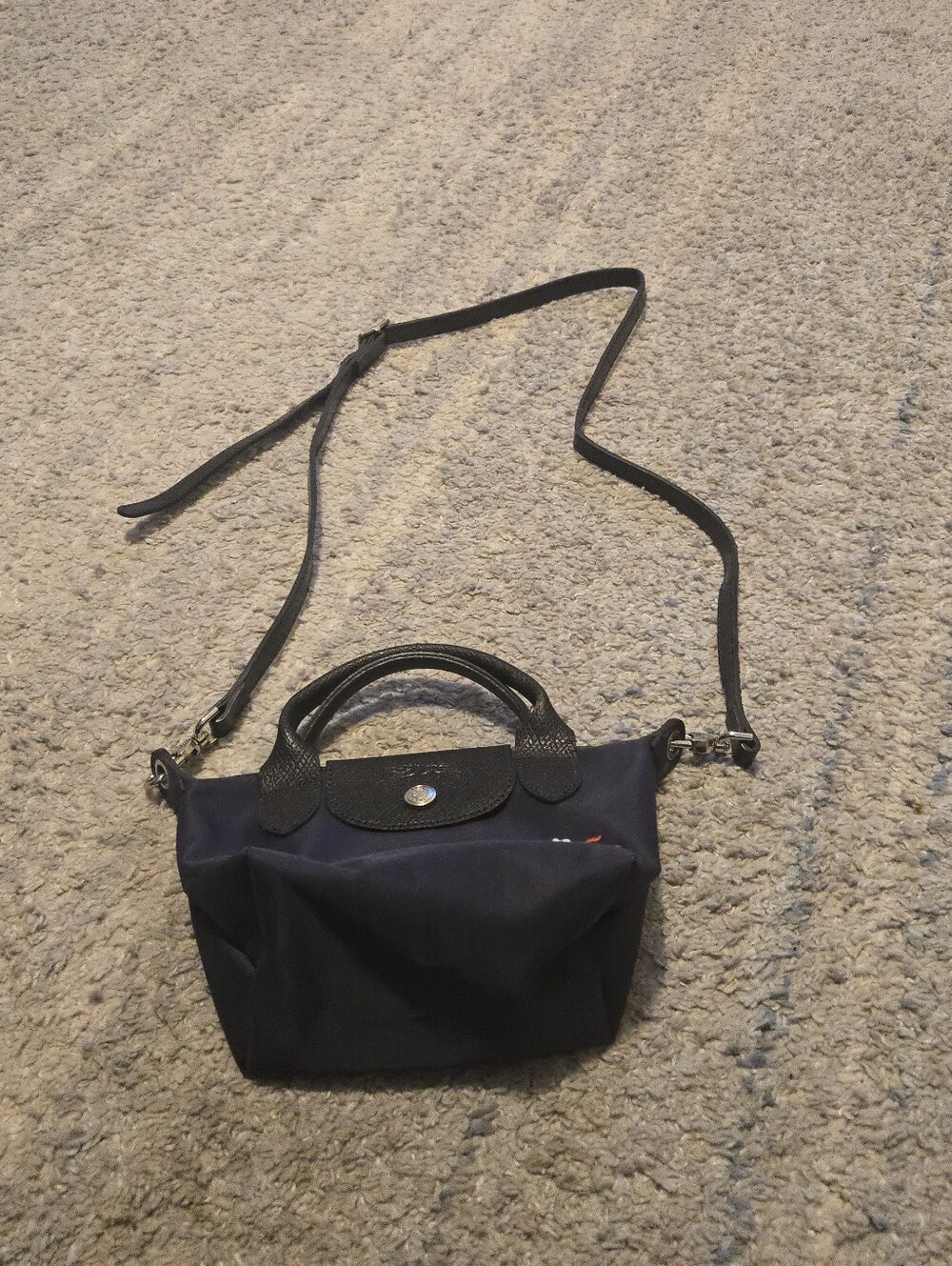 Longchamp Le Pliage Très Paris Limited Edition Mini Crossbody Bag Navy Blue - Picture 2 of 11